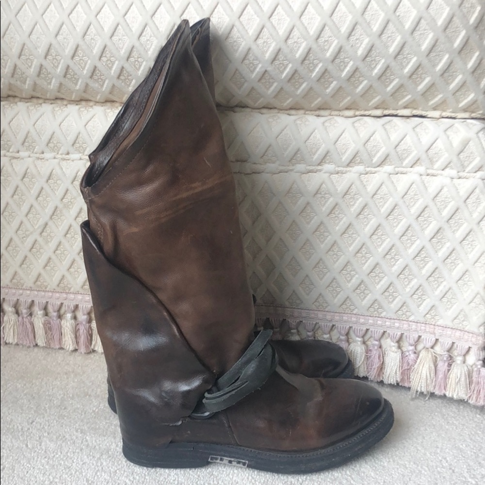 A.S. 98 Brown Leather Cowgirl Boots Size 36